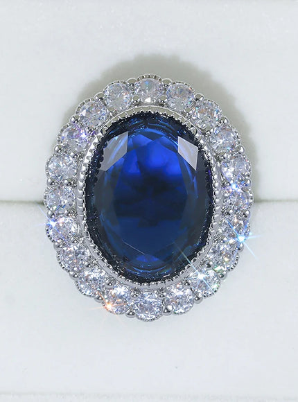 New High Quality Blue Zircon Ring for Women's Big Shiny AAA Zircon Jewelry Party Ring Engagement Jewelry Wedding Ring for Women