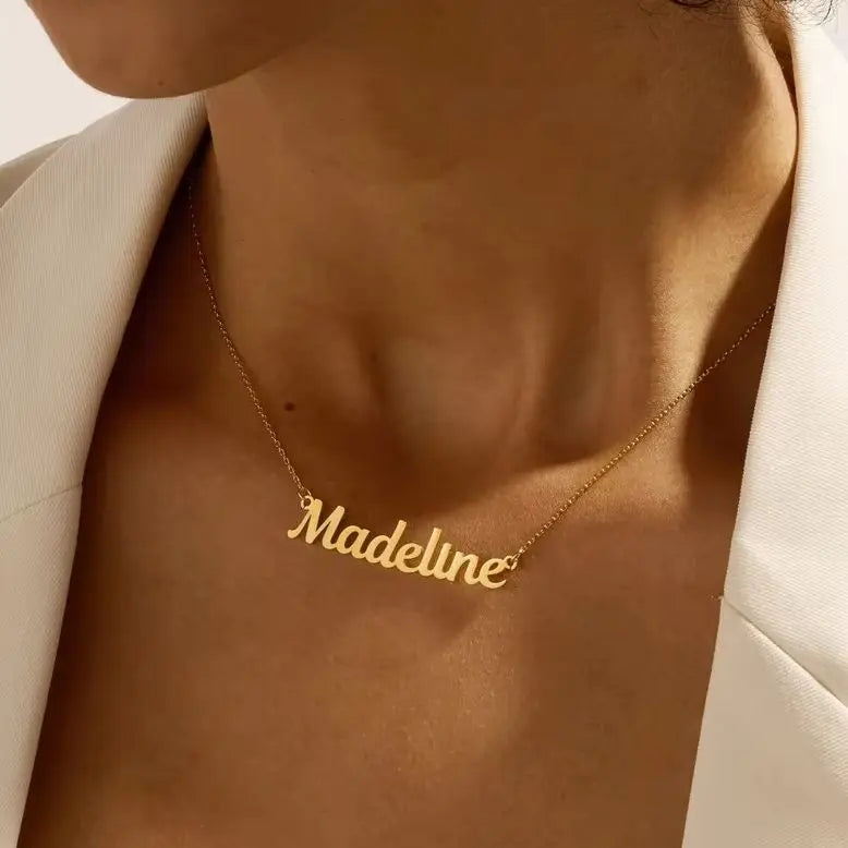Custom Name Necklace for Women Personalised Cursive Letter Pendant Stainless Steel Jewelry Men Chain Choker Collar Personalizado