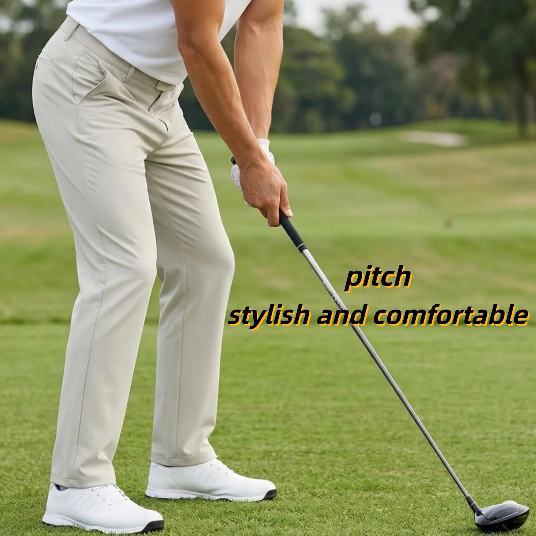 Men's Golf Pants, Summer Sweat-Absorbing Breathable Golf Trousers