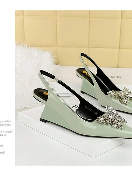 New Wedges Patent Leather Shallow Pointed Toe High