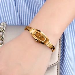 KissICON Golden Retro Watch for Women Vintage Small Ladies Wristwatches Steel Bracelet Watch Black Quartz Wristwatches Reloj Mujer