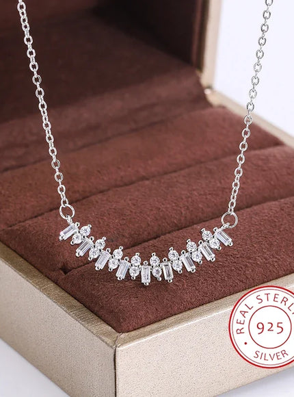 KissIcon 925 Silver Zircon Smile Necklace - Elegant Gift
