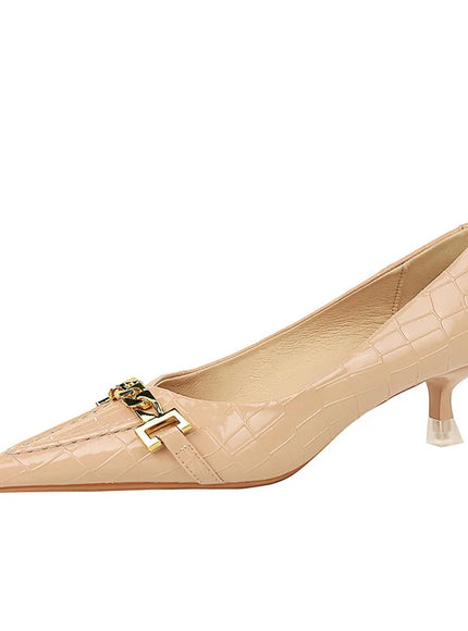 Fashion Metal Chain Decoration Women Pumps Shallow Mouth