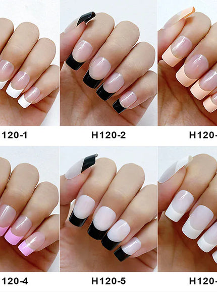 French Style Full Cover Press On Nails 120