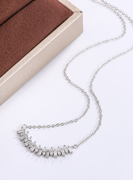 KissIcon 925 Silver Zircon Smile Necklace - Elegant Gift