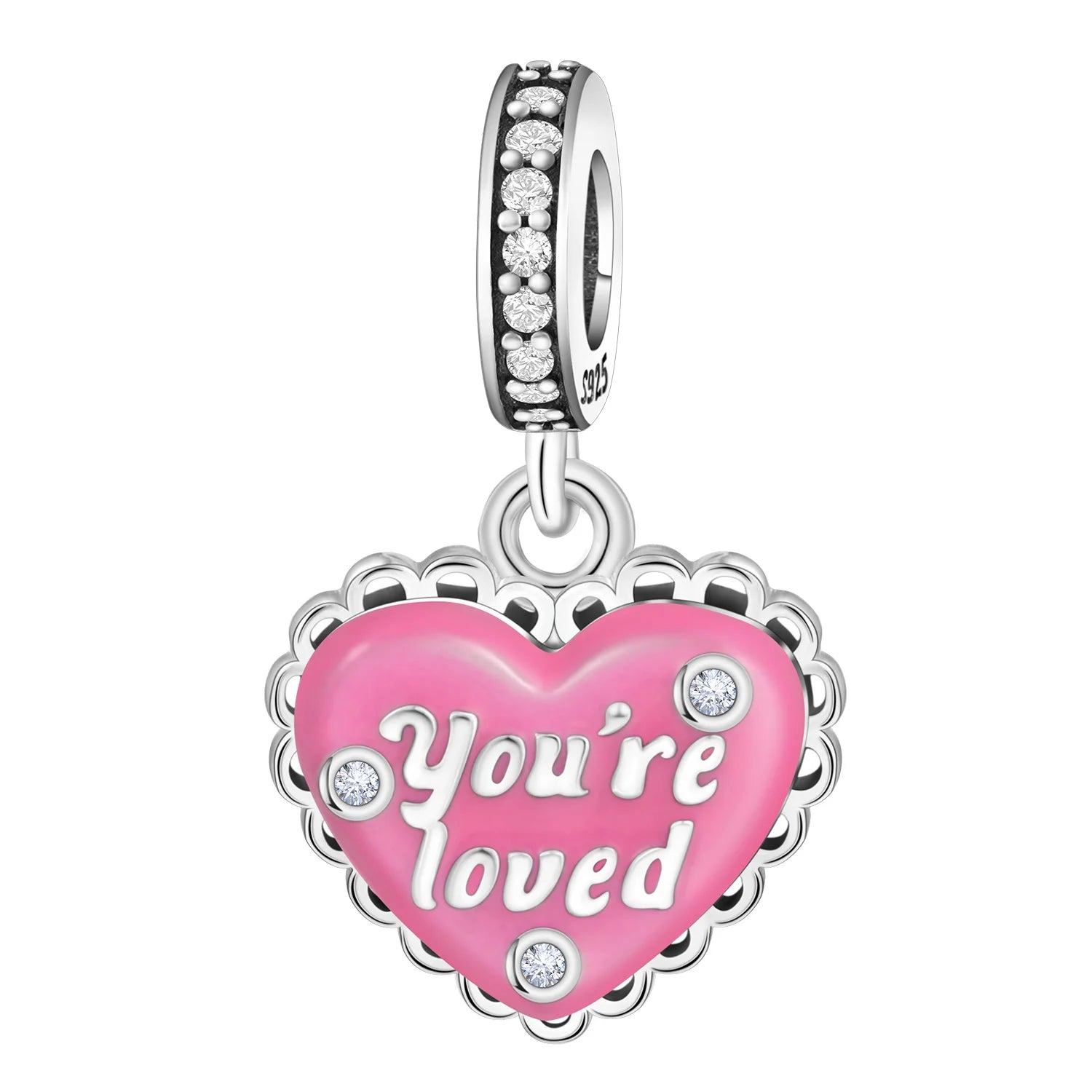 Original Charms Beads 925 Sterling Silver Zircon LOVE Winged Protect Heart Pendant For DIY Necklace Bracelet Fine Jewellery Gift