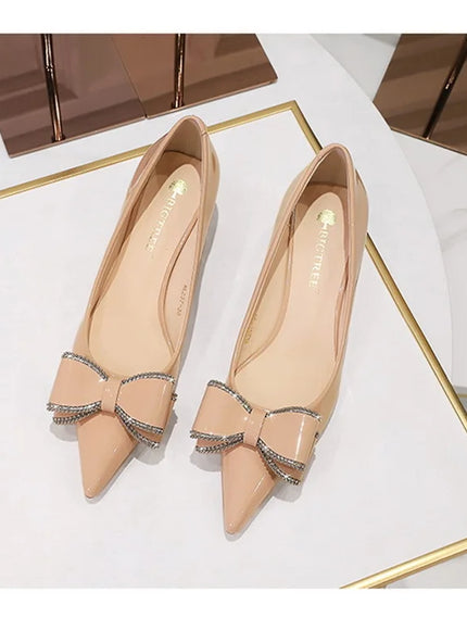 New Fashion Street Style Patent Leather Rhinestone Butterfly-knot