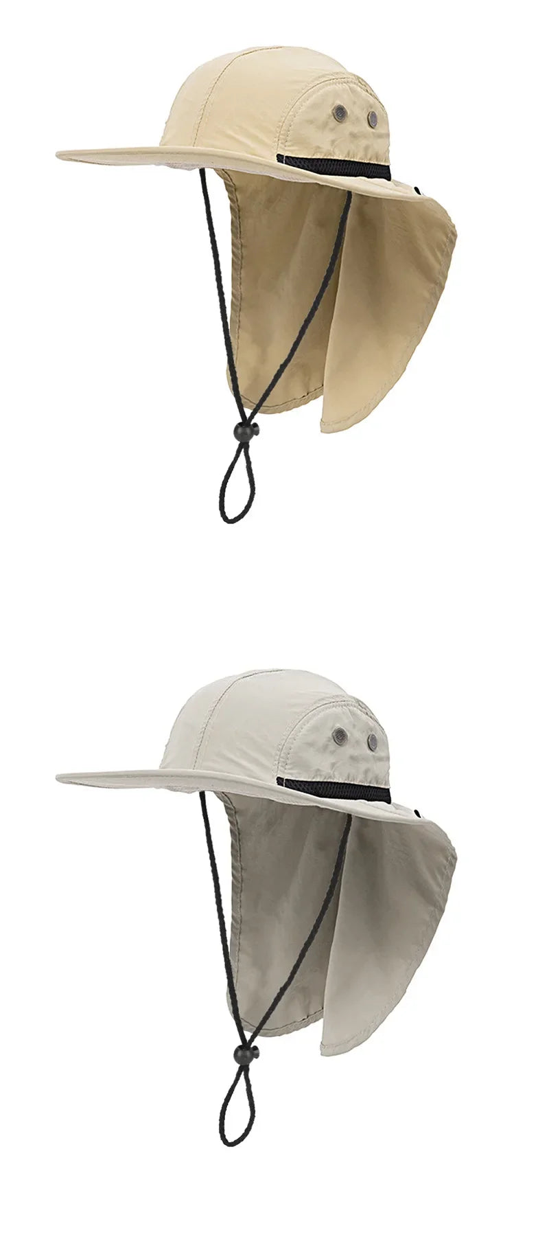 Unisex Sun Hiking Bucket Hat Wide Brim Safari Hats UV Sun Protection Cap with Neck Flap Fishing Adventuring Gardening Beach Caps