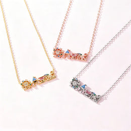 18K Gold Plated Colored Zircon Inlaid Amusement Park Pendant Necklace Cute Sweet Design Versatile Fashion Jewelry Girl 's Gift