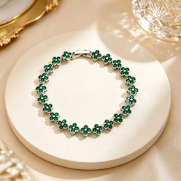 Colorful Zircon Lucky Four-Leaf Flower Bracelet for Women Flower CZ Stone Gold Plated Tennis Bracelet Fragrance Jewelry