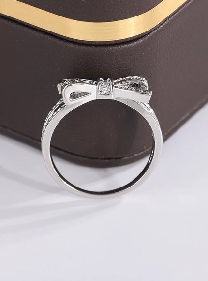 KissIcon 925 Silver Plated Ring Women - Bow Zircon Shine