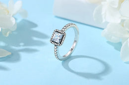 Original 925 Sterling Silver Ring Love Heart Pave CZ Crystal Stackable Rings For Women Wedding Engagement Birthday Gift Jewelry
