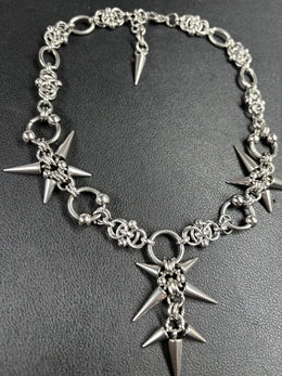Punk Grunge Rock Rivet Pendant Chain Cool Fashion Handmade Geometric Necklace Goth Charm Jewelry Hip Hop Accessories