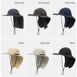 Unisex Sun Hiking Bucket Hat Wide Brim Safari Hats UV Sun Protection Cap with Neck Flap Fishing Adventuring Gardening Beach Caps