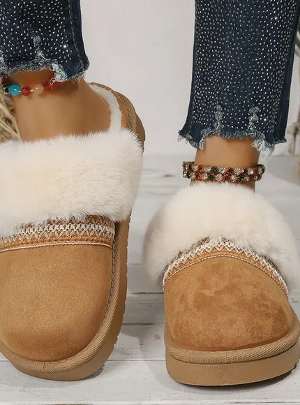 KissICON Faux Suede Winter Warm Cotton Slippers Women Fluffy