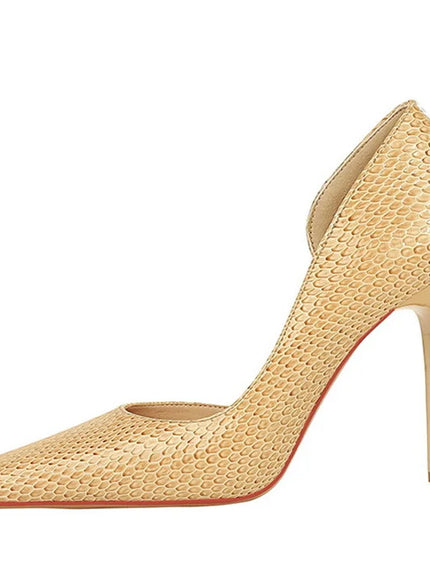 Woman Vintage Snake Print Pumps Square Toe Patent
