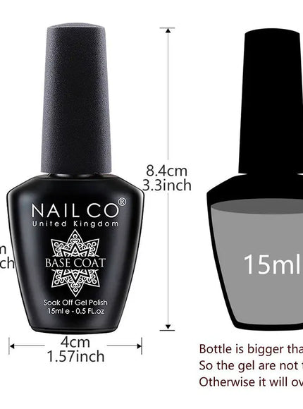 KissIcon Nailco 15ml Top Coat Base Coat Gel