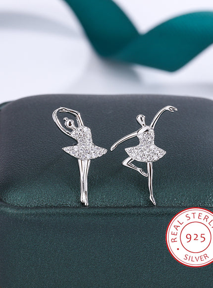 KissIcon Glitter Ballerina Earrings - Zircon Sparkle