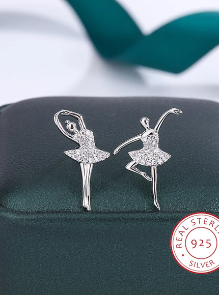 KissIcon Glitter Ballerina Earrings - Zircon Sparkle