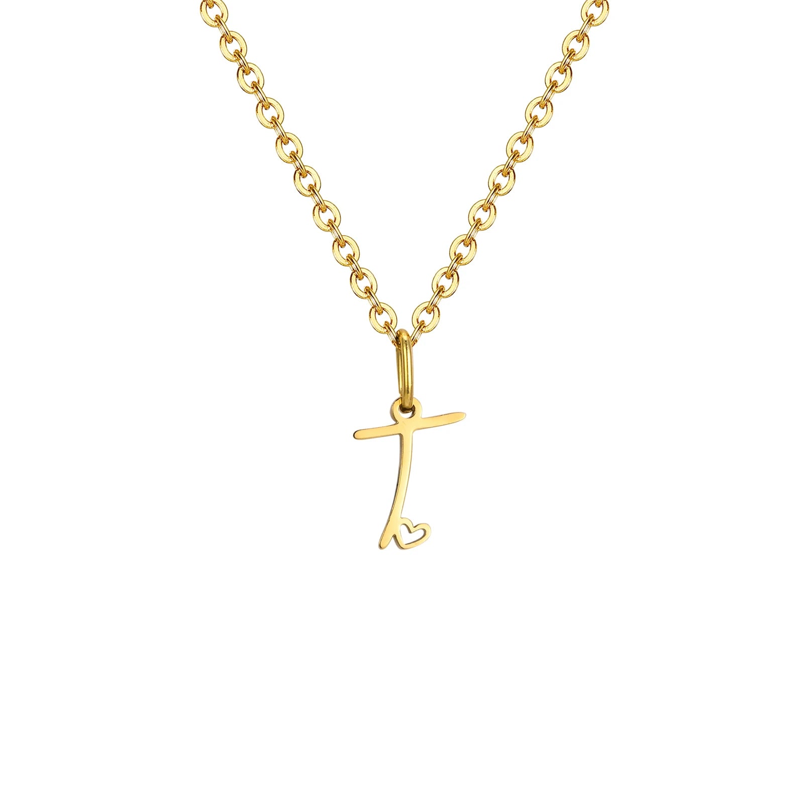 Dainty Heart Initial Necklace for Women, Gold Plated A-Z Letter Pendant, Waterproof Stainless Steel Monogram Jewelry, Personaliz