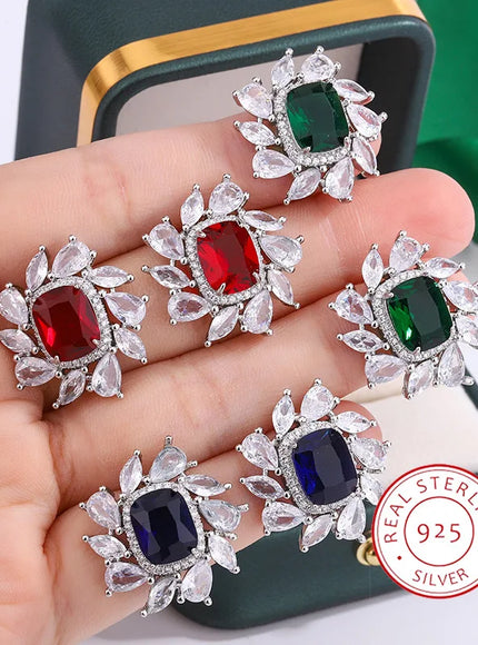 KissIcon 925 Silver Plated Earrings Women - Shiny Zircon