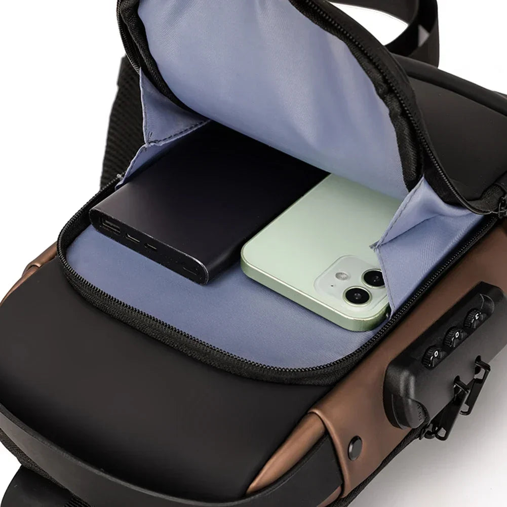 Multifunction Designer Anti-theft USB Shoulder Bag Crossbody Travel Sling Pack Messenger Pack Chest Bag Male Luxury Brand Men