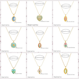 DIEYURO Multicolor Pastel Enamel Heart Cross Sun Floral Pendant Necklace Collection Lady Stainless Steel Waterproof Jewelry Gift