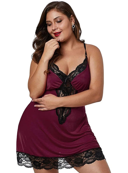 Women Spaghetti Straps Nightgowns Lace Sexy Sleepdress Plus Size Nightdress Satin Lingerie Sets Women's Pajamas Home Clothes