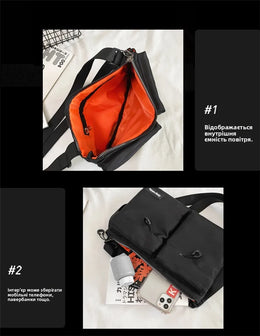 Casual Sporty Black Crossbody Bag Men's Messenger Bag Green Cloth Small Square Bag Suitable for Work Versatile Shoulder Bag