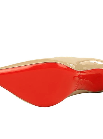 Fashionable Simple Slim Heels High Heels Glossy Patent
