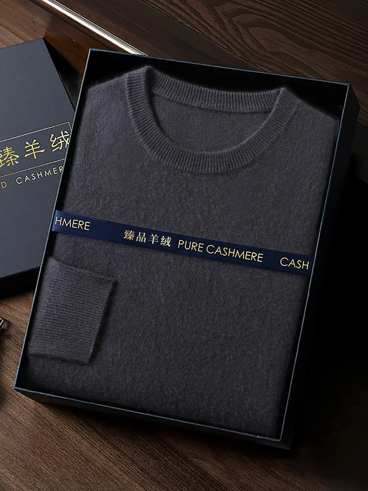 CHICUU Men's 100% Sweater O-neck Pullover Basic Long Sleeve Cashmere Knitwear Autumn Winter Smart Clothing Tops