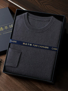 CHICUU Men's 100% Sweater O-neck Pullover Basic Long Sleeve Cashmere Knitwear Autumn Winter Smart Clothing Tops