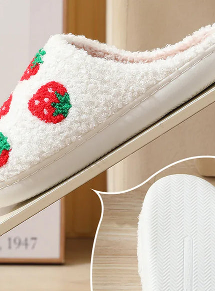 Sweet Strawberry Print Home Slippers Women Indoor Light