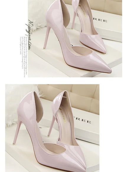 Candy Color Patent Leather Shallow Mouth Pointed Toe