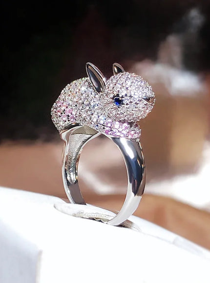 KissIcon 2024 Zircon Rabbit Ring - Silver Plated Giftable