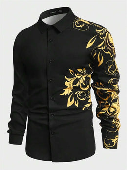 3D printed men's long sleeved shirt in plus size, comfortable collared men's top, Hawaiian men's shirt 2025 new style