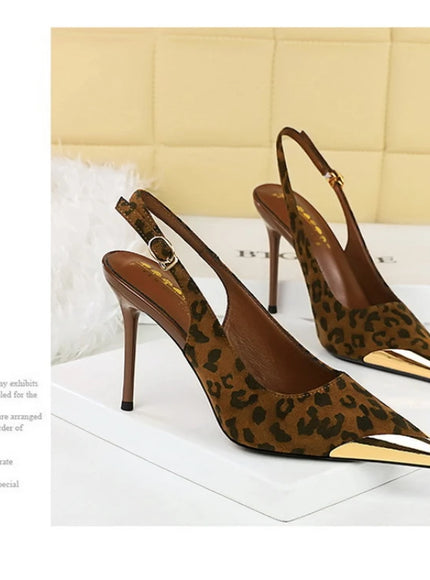 European American Style Metal Pointed High Heels Slim