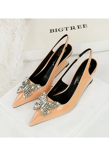 New Wedges Patent Leather Shallow Pointed Toe High
