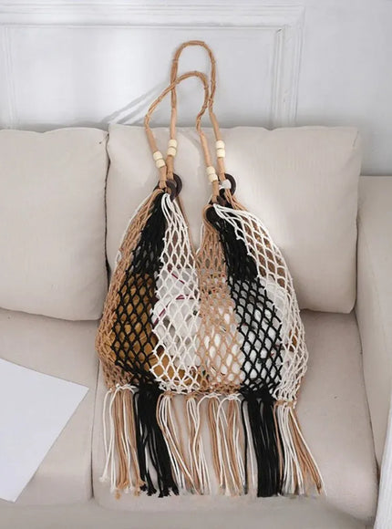 Hand-woven Cotton Thread Ethnic Hollow Shoulder Tote