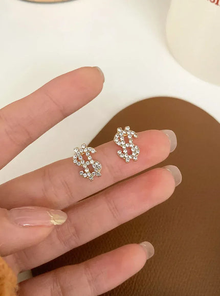 Kissicon Dollar Symbol Crystal Stud Earring – Sparkle