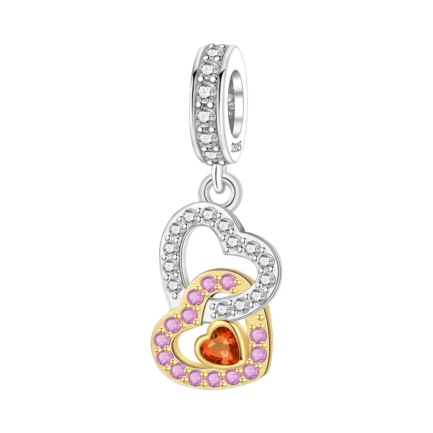 Original Charms Beads 925 Sterling Silver Zircon LOVE Winged Protect Heart Pendant For DIY Necklace Bracelet Fine Jewellery Gift