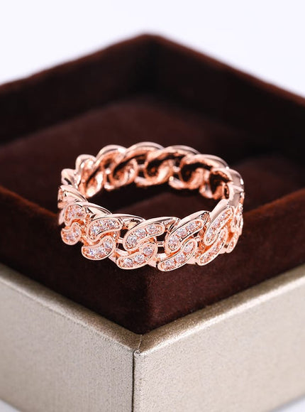 New Fashion 2 Color Eternity Band S925 Silver Plated Ring for Women Chain Geometric Ring Gift Jewelry Wedding Bridal Jewelry