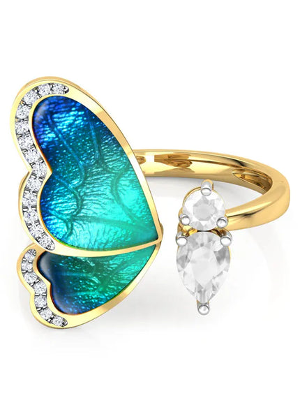 Kissicon Adjustable Blue Butterfly Zircon Ring – Gift
