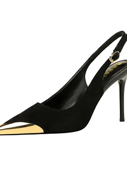 European American Style Metal Pointed High Heels Slim