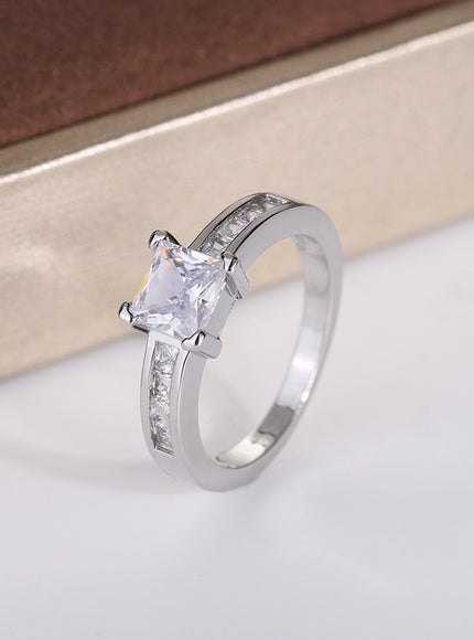 925 Sterling Silver Double Row Zircon Micro Inlaid Style Wedding Diamond Ring Set Ring Zircon For Couple Ring