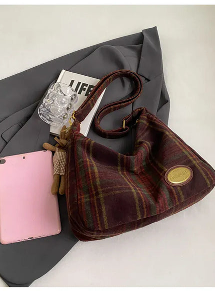 KissICON American Vintage Plaid Wool Crossbody – Shoulder