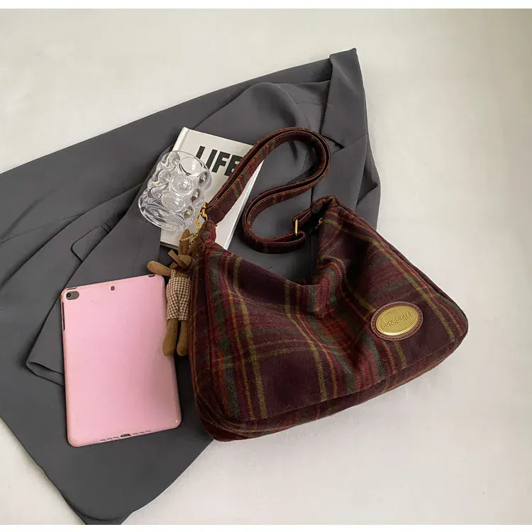 KissICON American Vintage Plaid Wool Crossbody – Shoulder