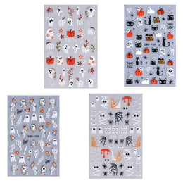 1pcs Halloween Nail Stickers Pumpkin Ghost Spider Skull Design Cute Adhesive Slider Decals DIY Manicure Decor