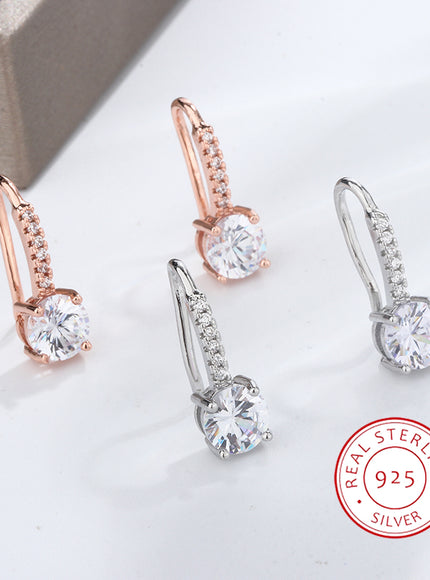 KissIcon Classic 925 Silver Plated Zircon Earrings - Shiny