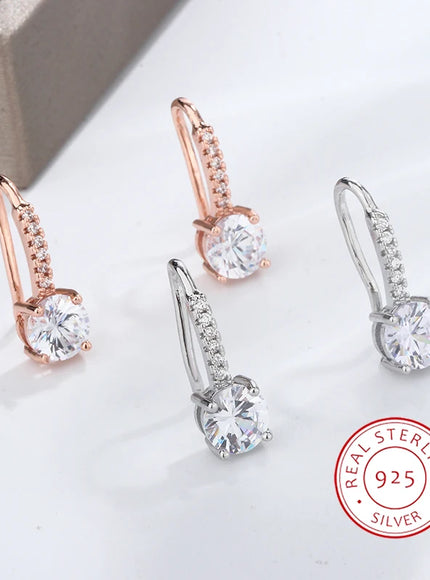 KissIcon Classic 925 Silver Plated Zircon Earrings - Shiny